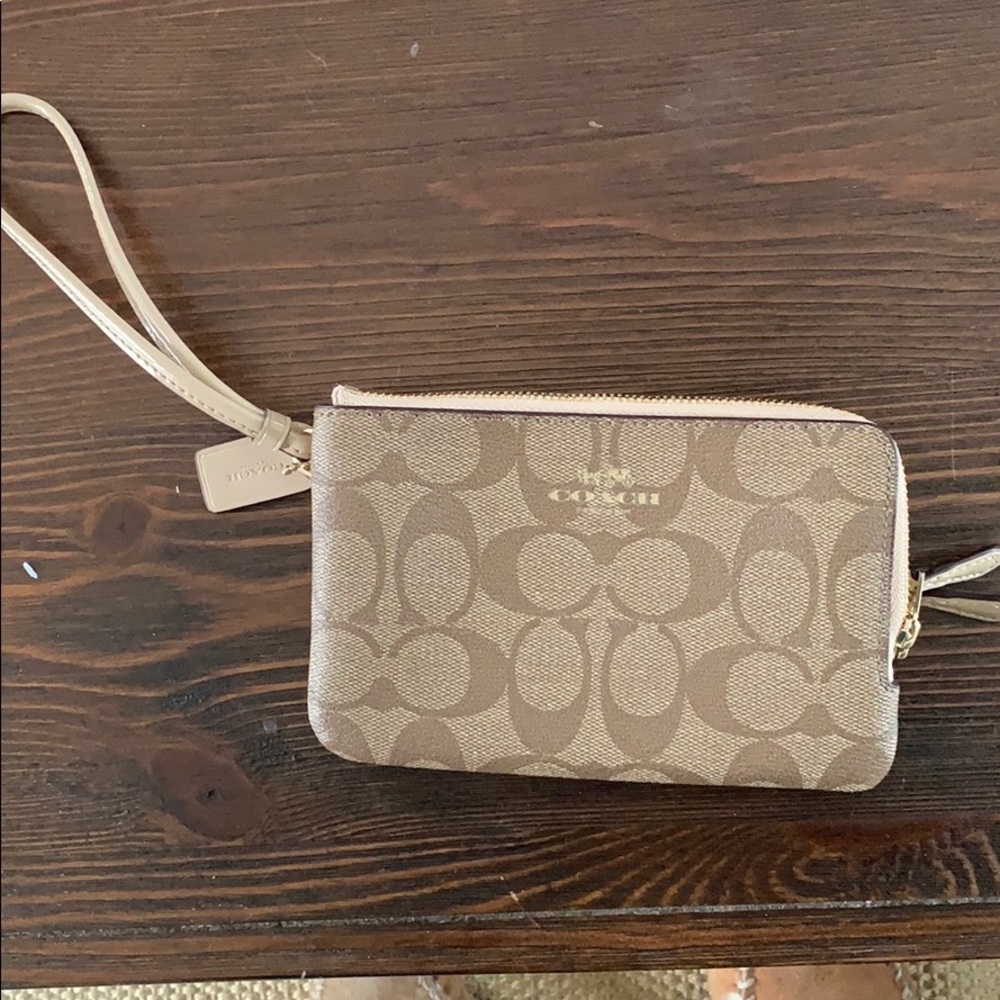 Coach double zip wristlet